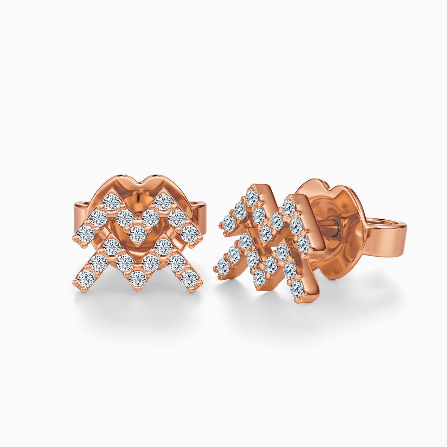 Diamond Aquarius Stud Earrings
