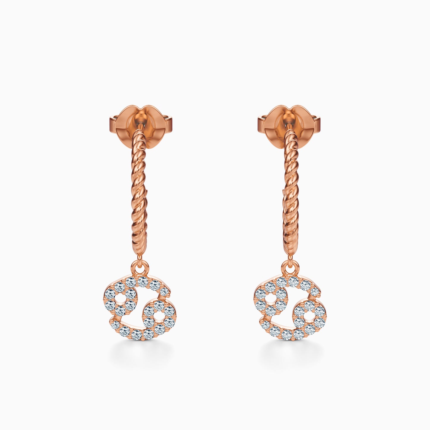 Diamond Cancer Dangle Earrings