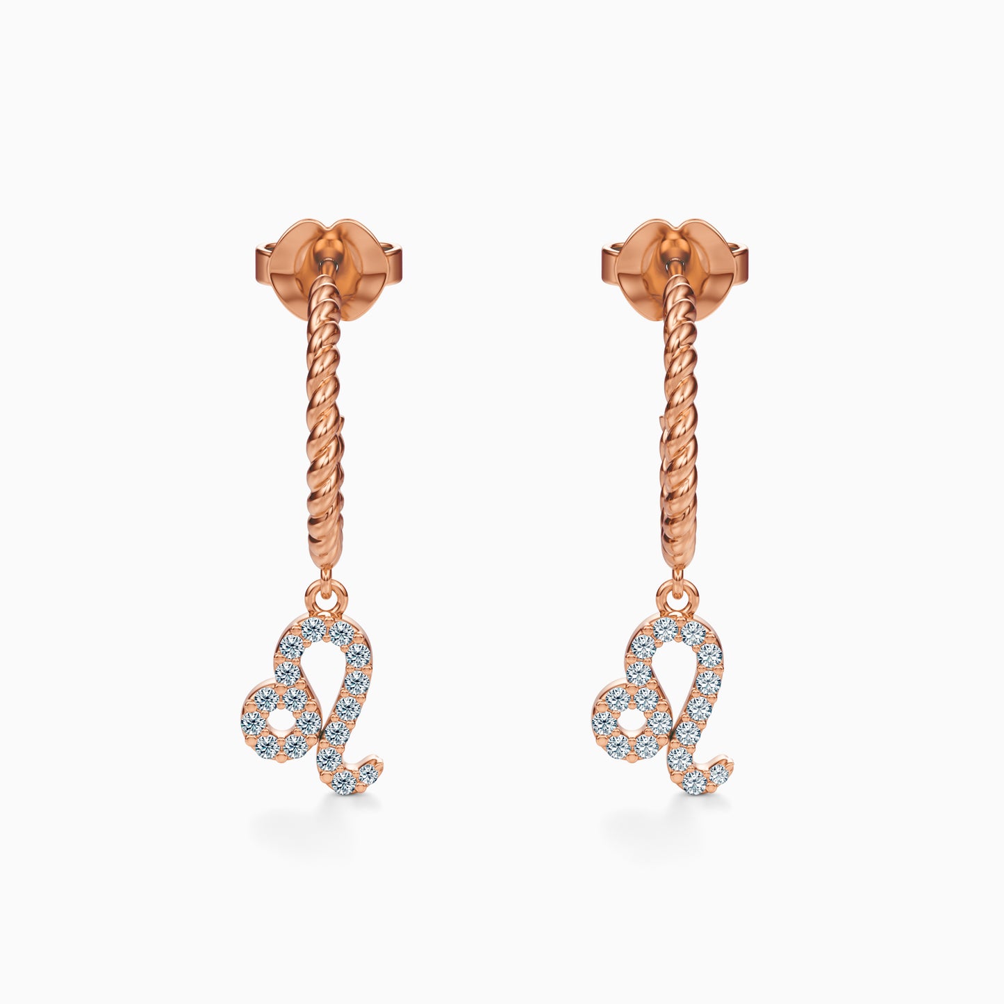 Diamond Leo Dangle Earrings