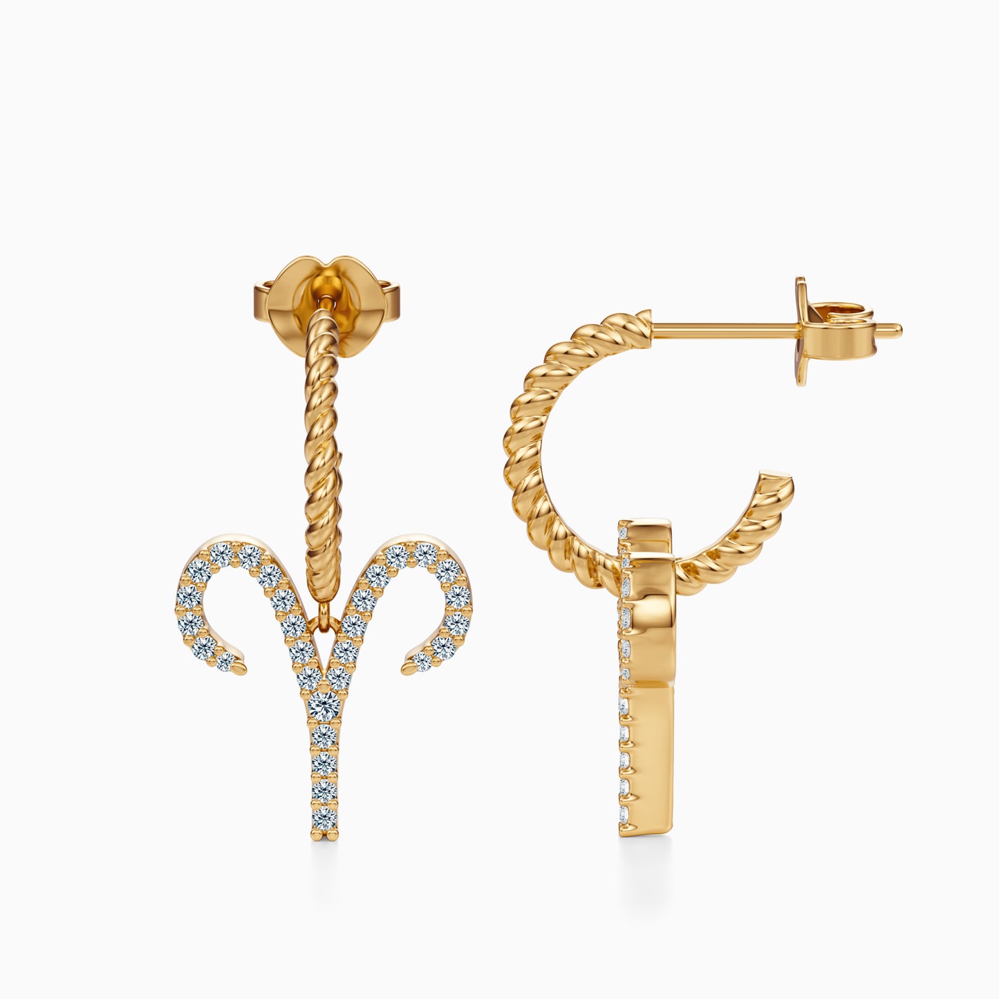 Large Diamond Aries Dangle Earrings