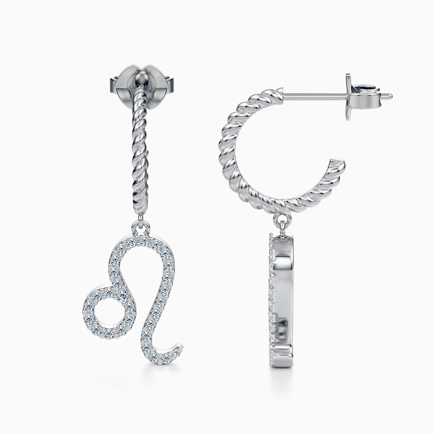 Large Diamond Leo Dangle Earrings