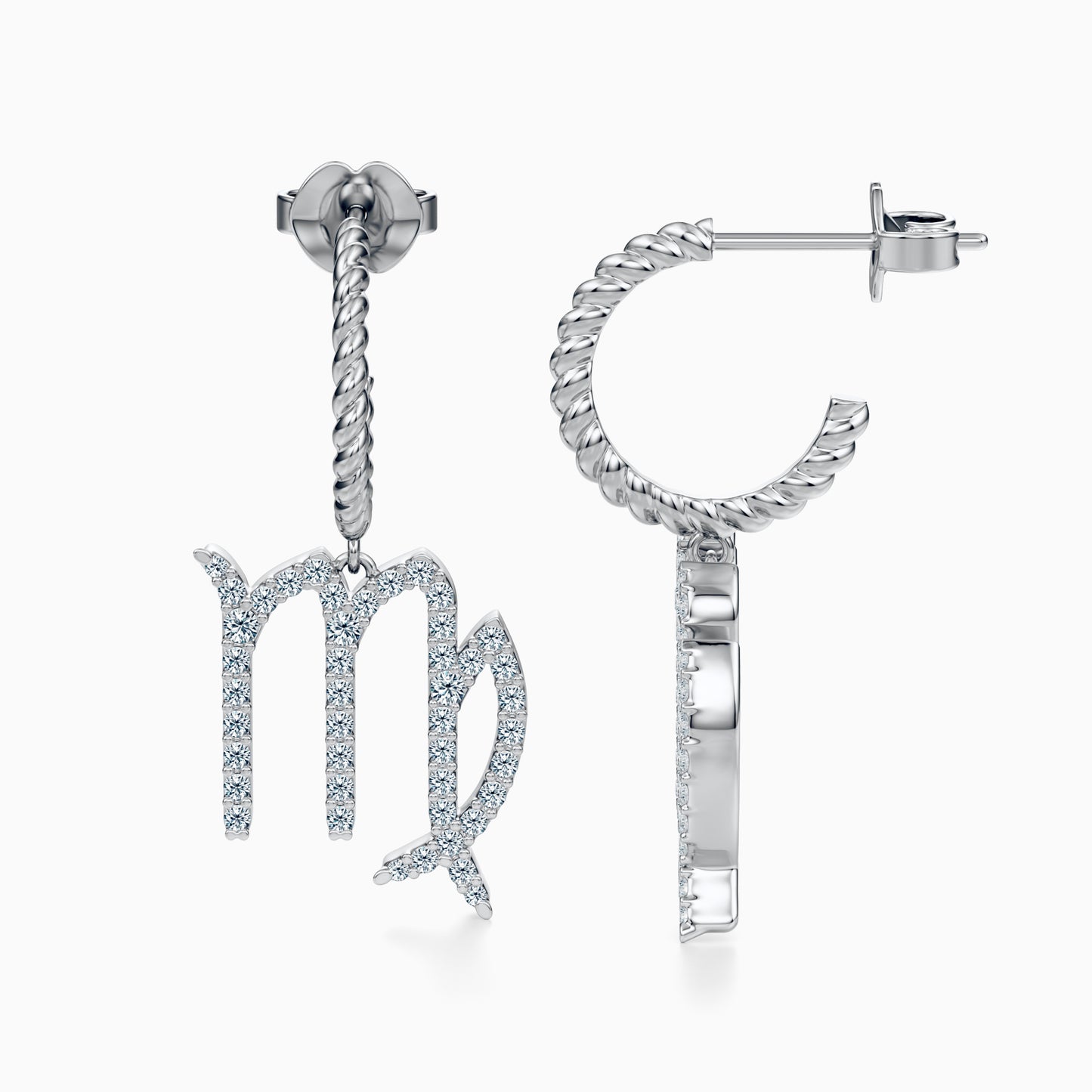 Large Diamond Virgo Dangle Earrings
