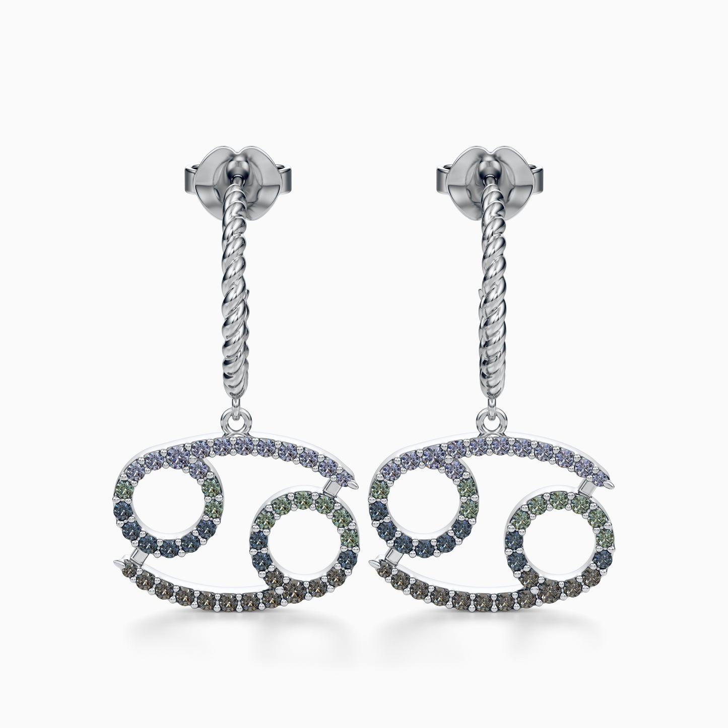 Large Sapphire Cancer Dangle Earrings