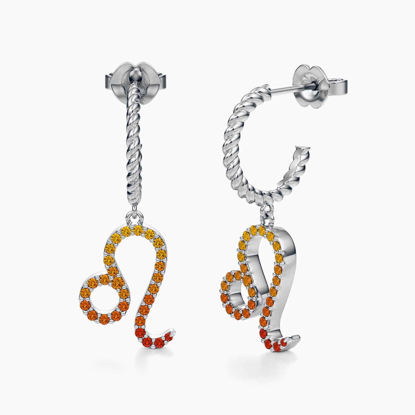 Large Sapphire Leo Dangle Earrings