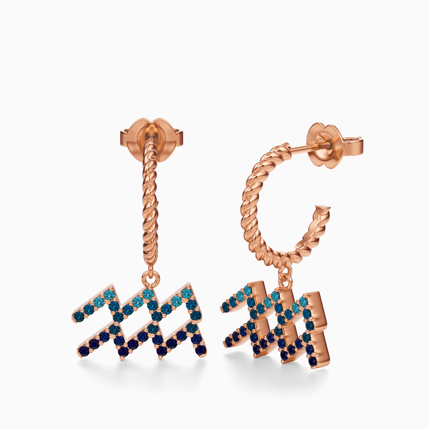 Large Sapphire Aquarius Dangle Earrings