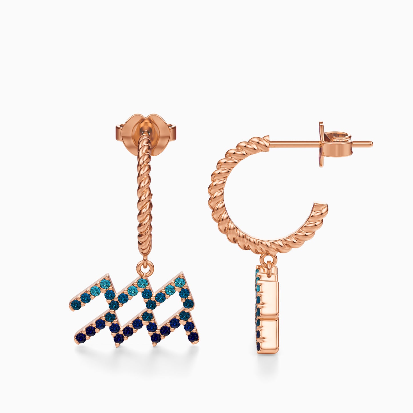Large Sapphire Aquarius Dangle Earrings