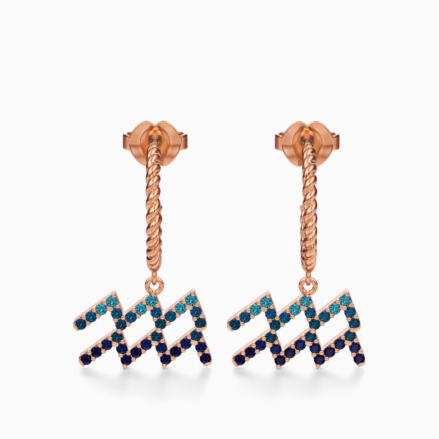 Large Sapphire Aquarius Dangle Earrings