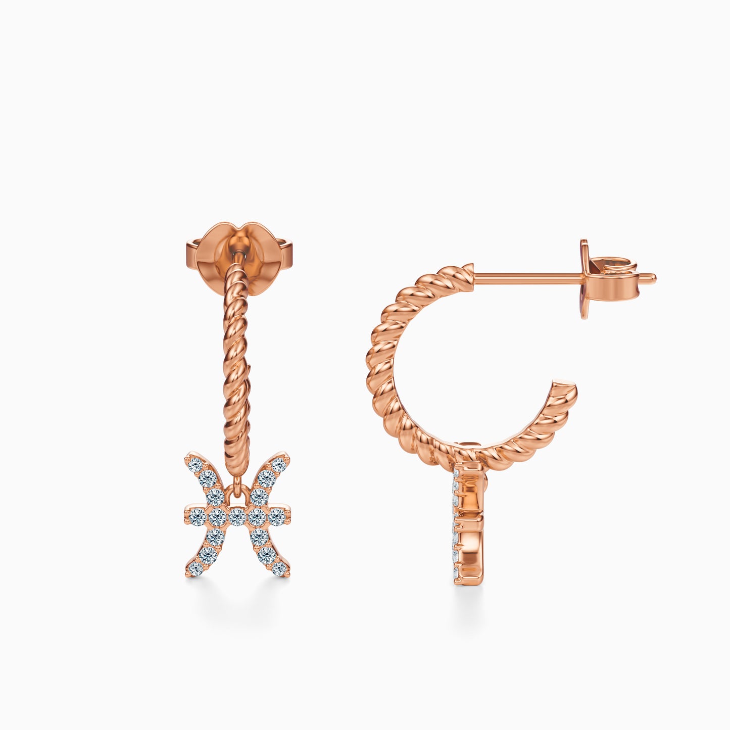 Diamond Pisces Dangle Earrings