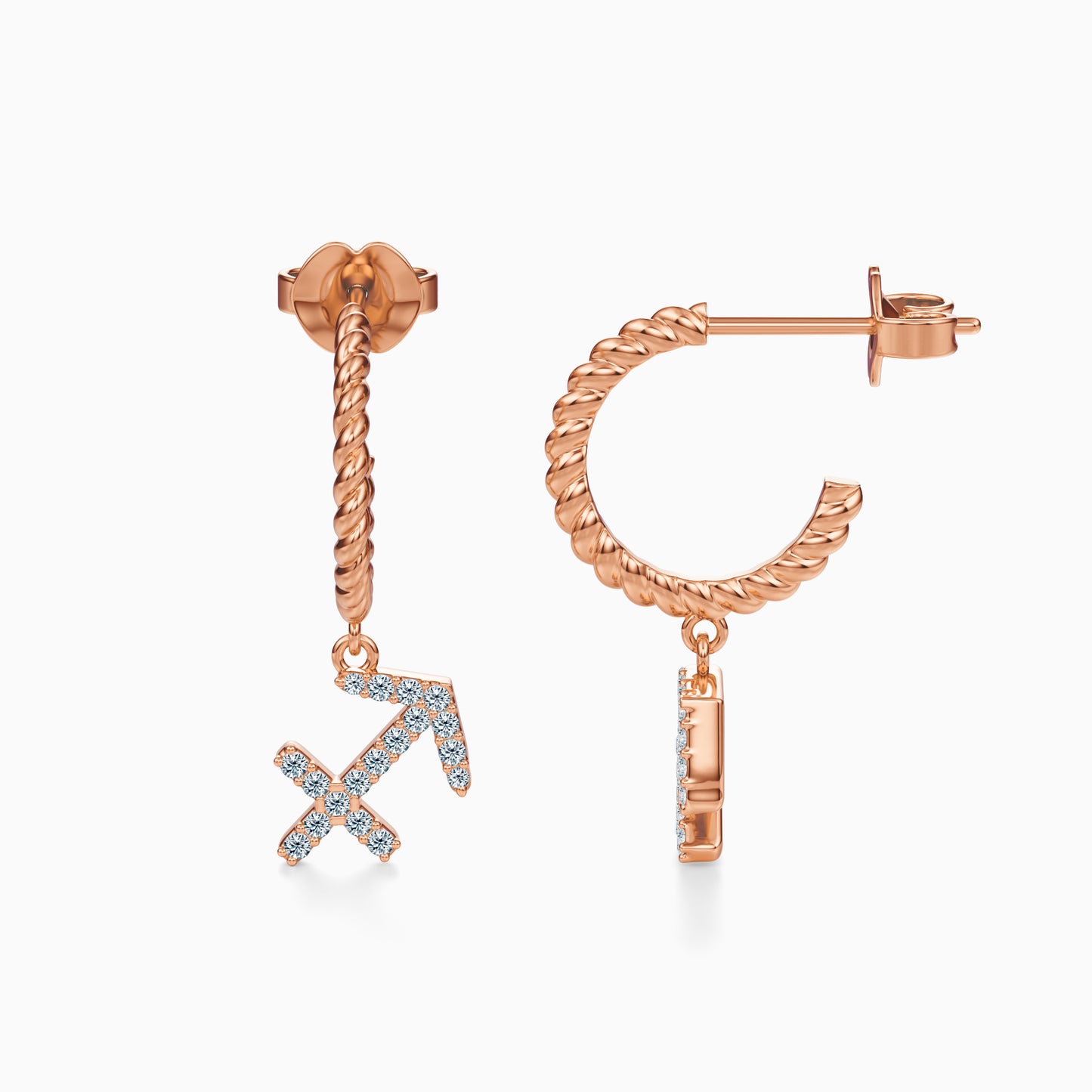 Diamond Sagittarius Dangle Earrings