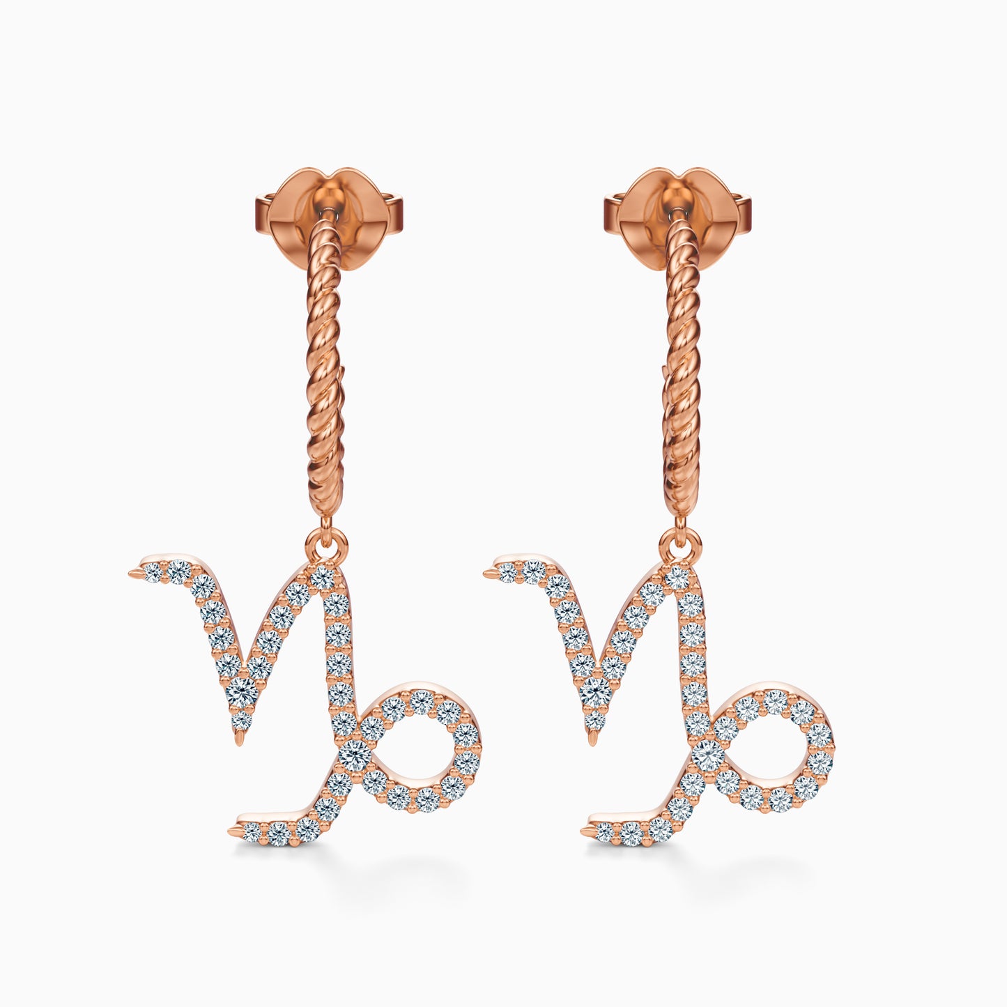Large Diamond Capricorn Dangle Earrings