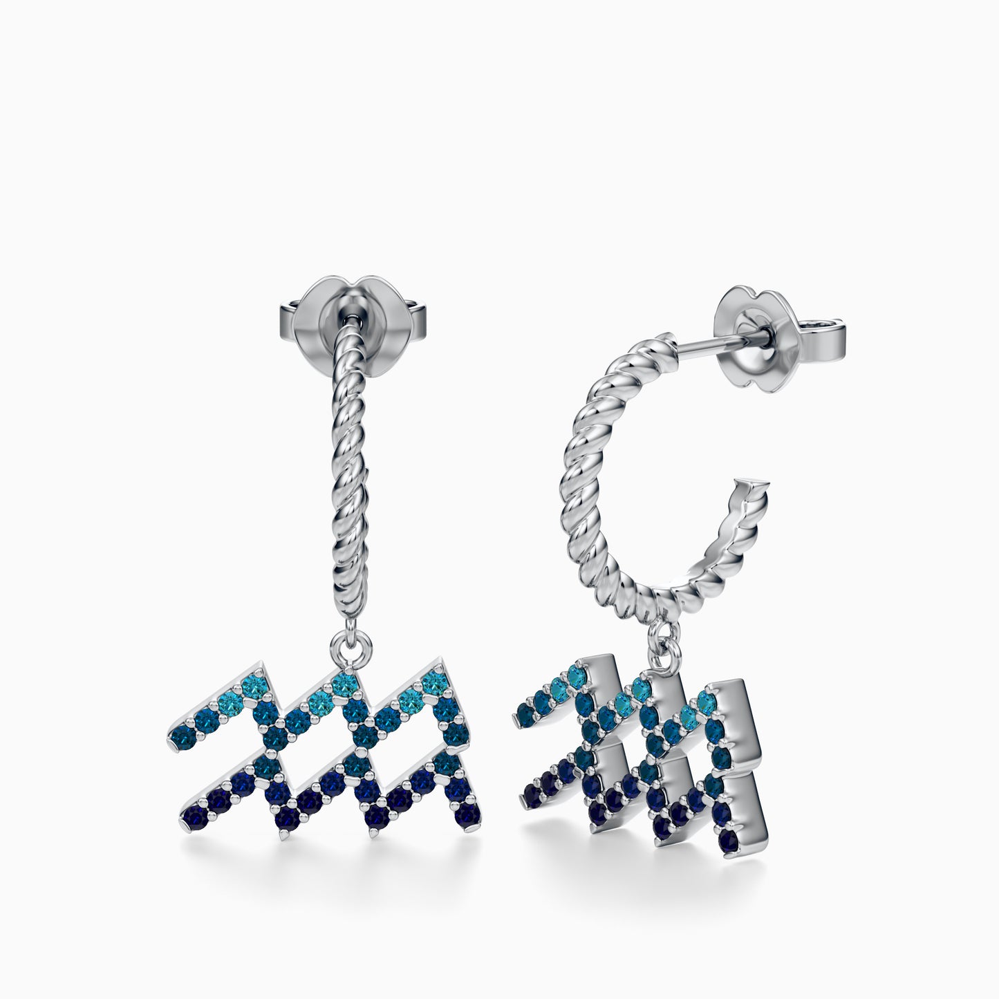Large Sapphire Aquarius Dangle Earrings