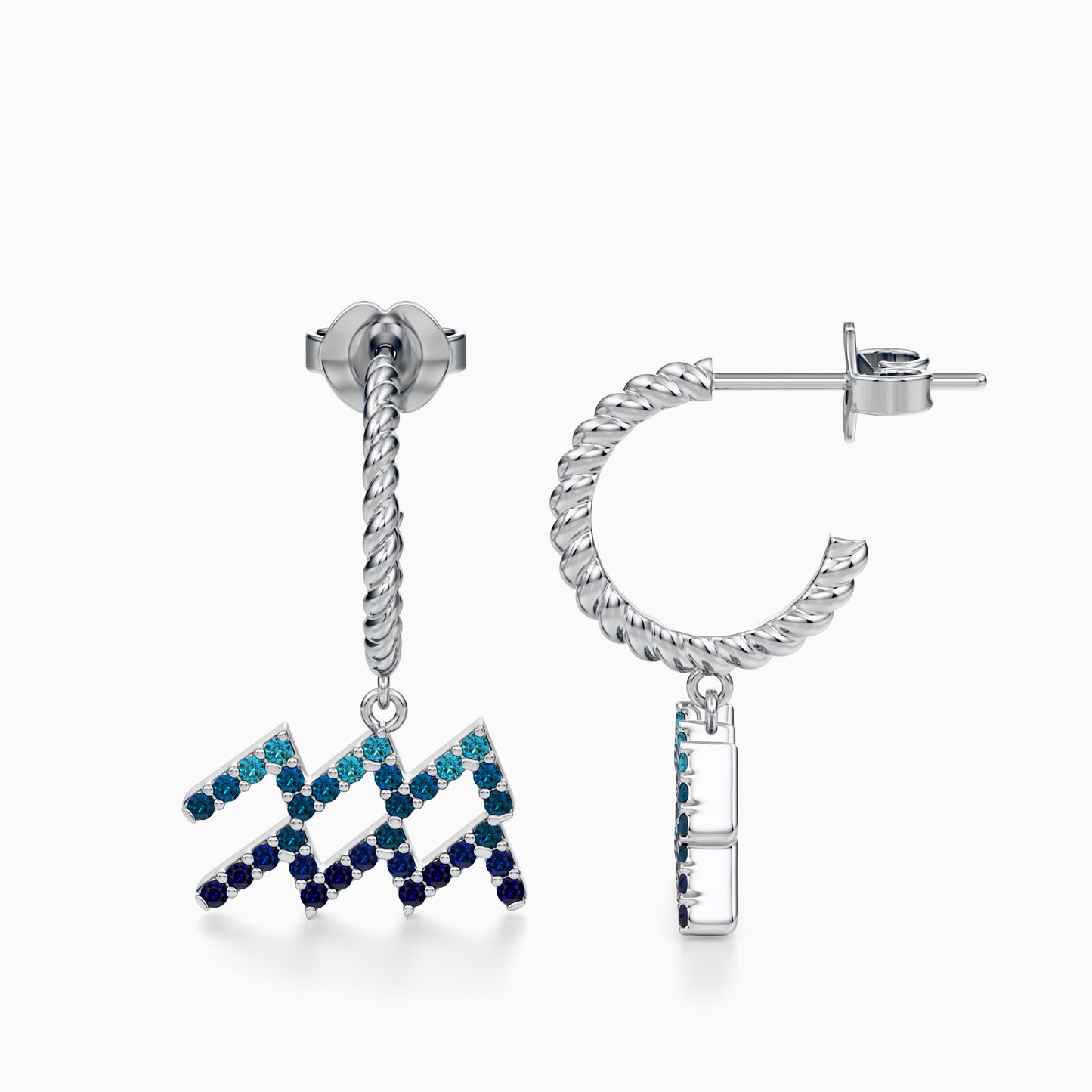 Large Sapphire Aquarius Dangle Earrings
