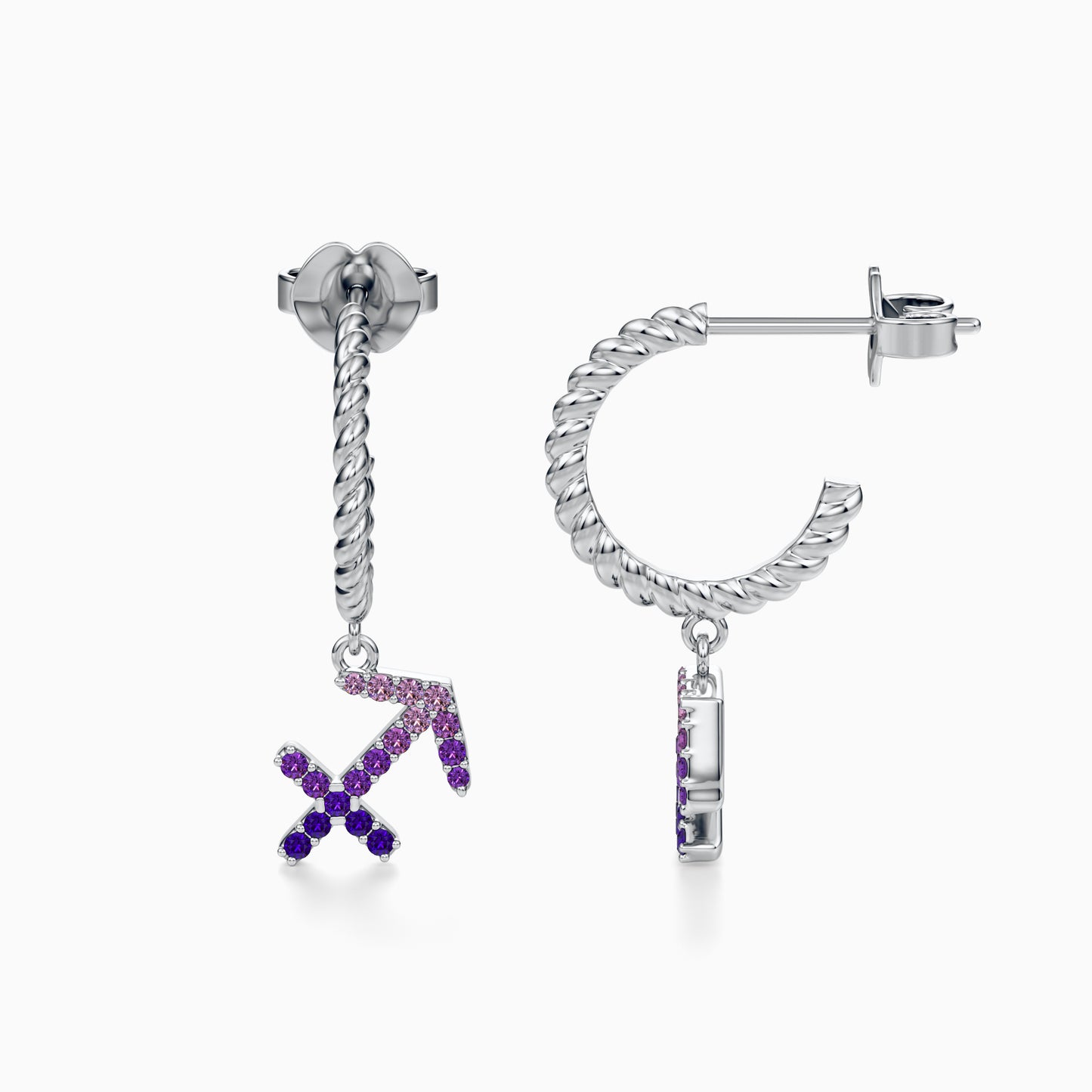 Sapphire Sagittarius Dangle Earrings