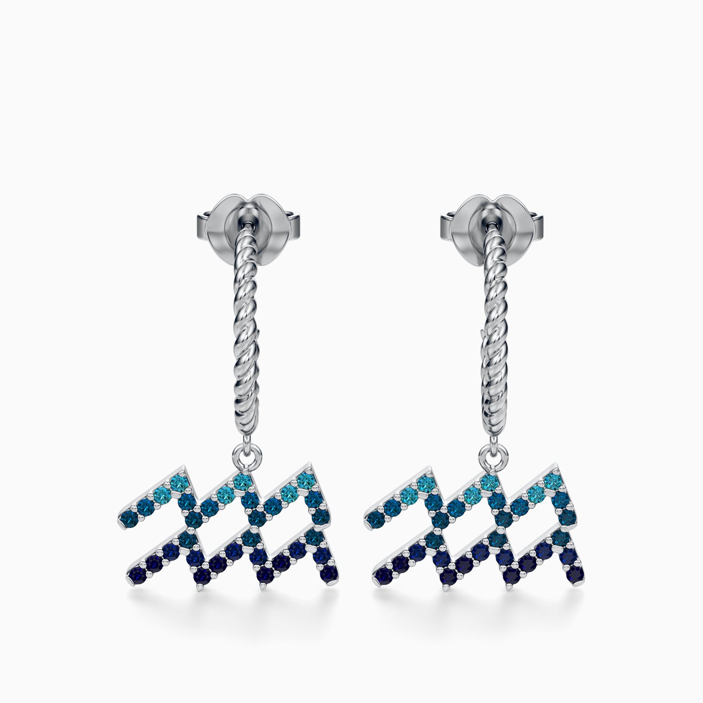 Large Sapphire Aquarius Dangle Earrings