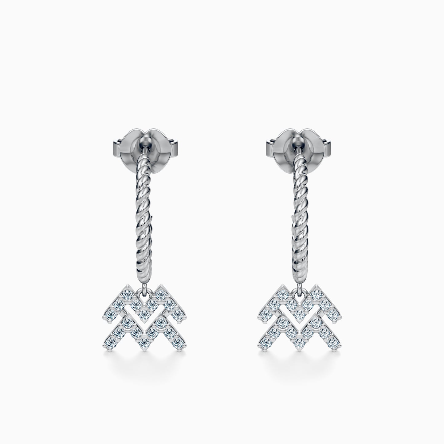 Diamond Aquarius Dangle Earrings
