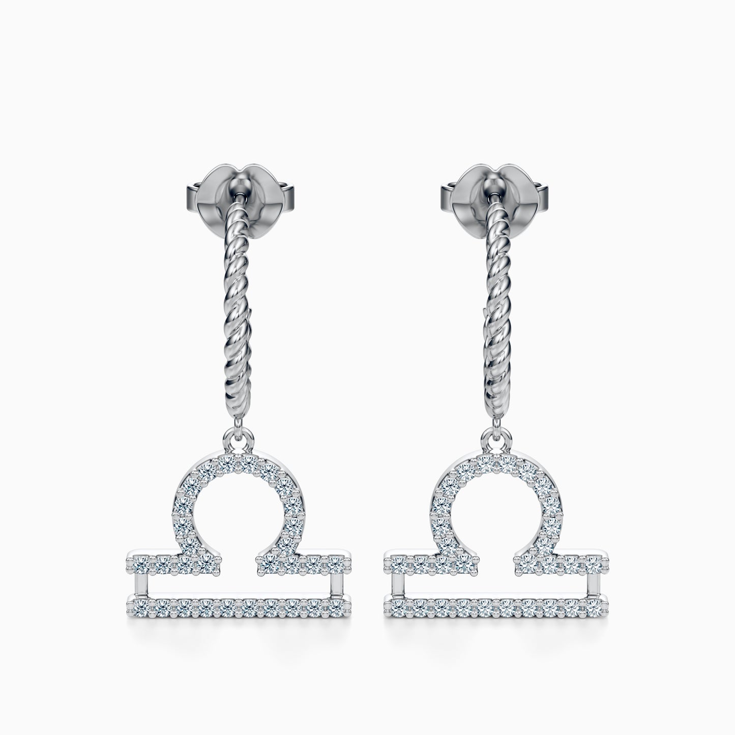 Large Diamond Libra Dangle Earrings