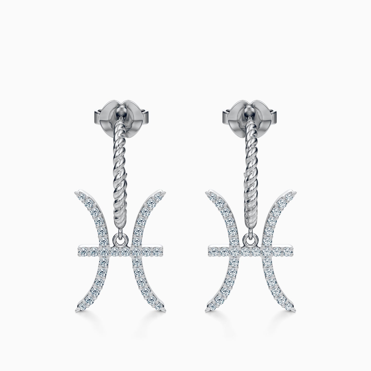 Large Diamond Pisces Dangle Earrings