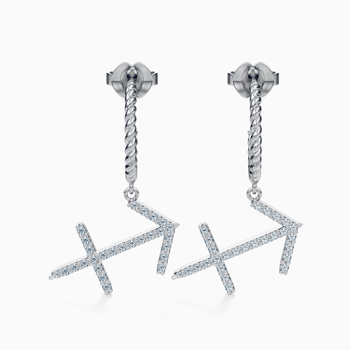 Large Diamond Sagittarius Dangle Earrings