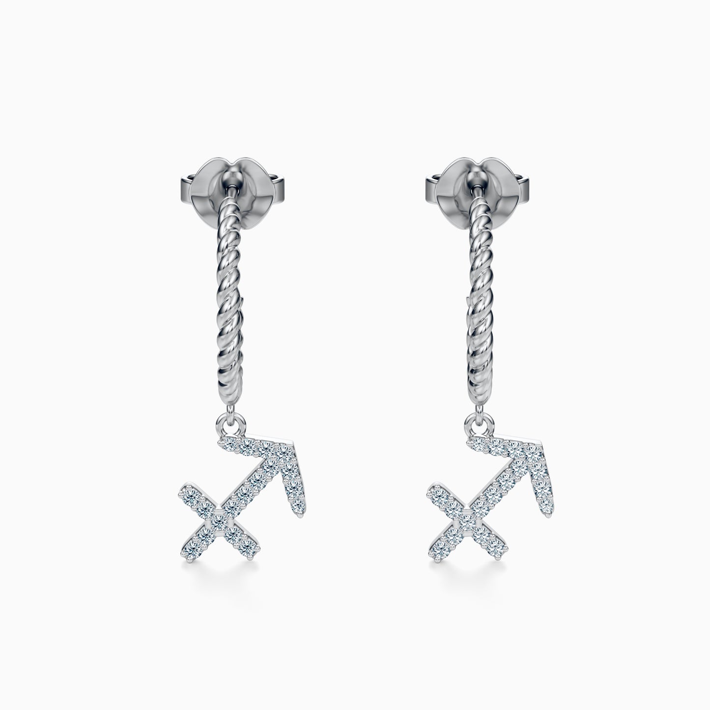 Diamond Sagittarius Dangle Earrings