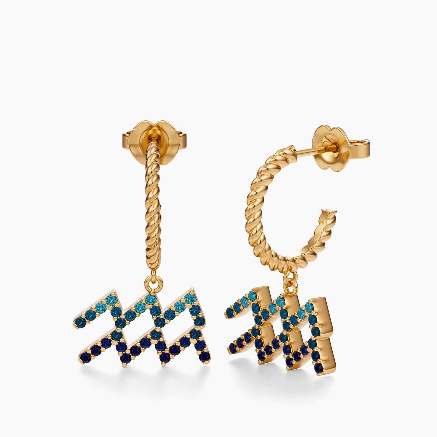 Large Sapphire Aquarius Dangle Earrings