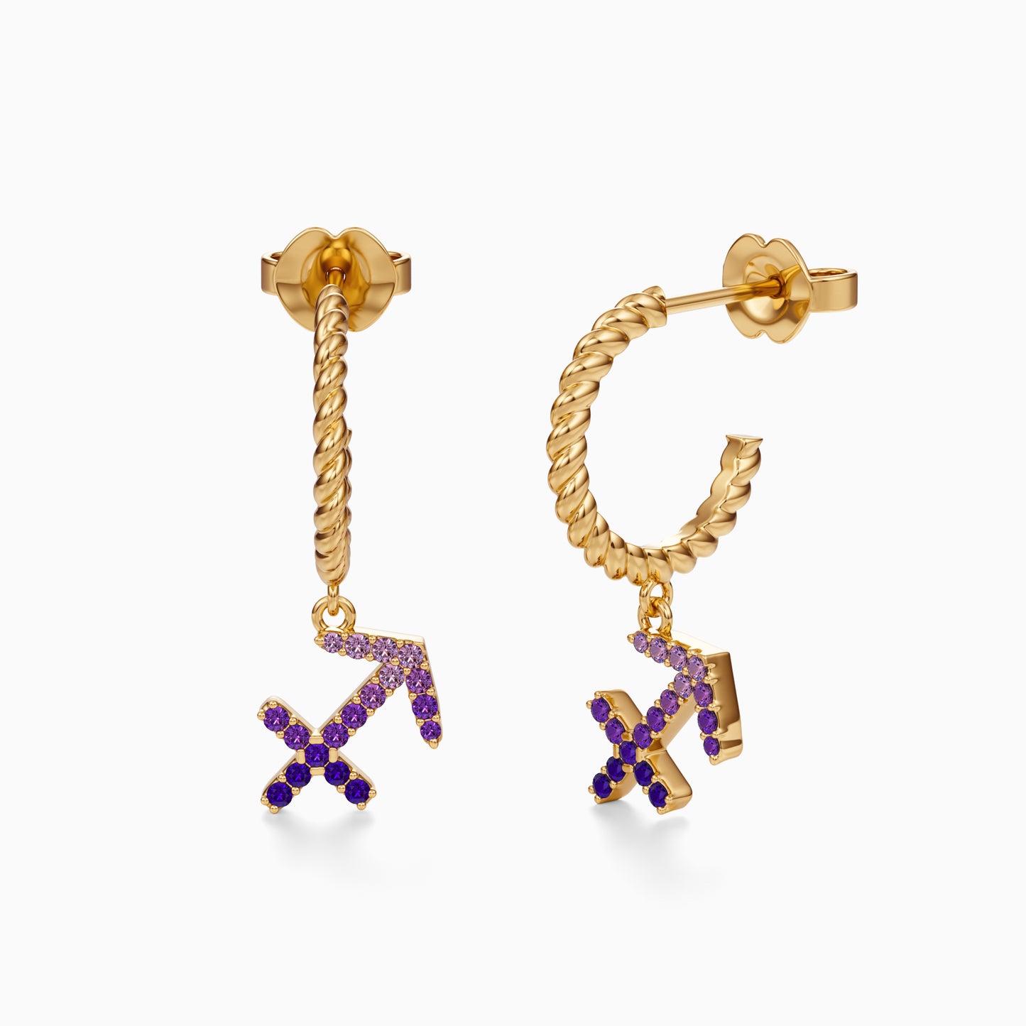 Sapphire Sagittarius Dangle Earrings