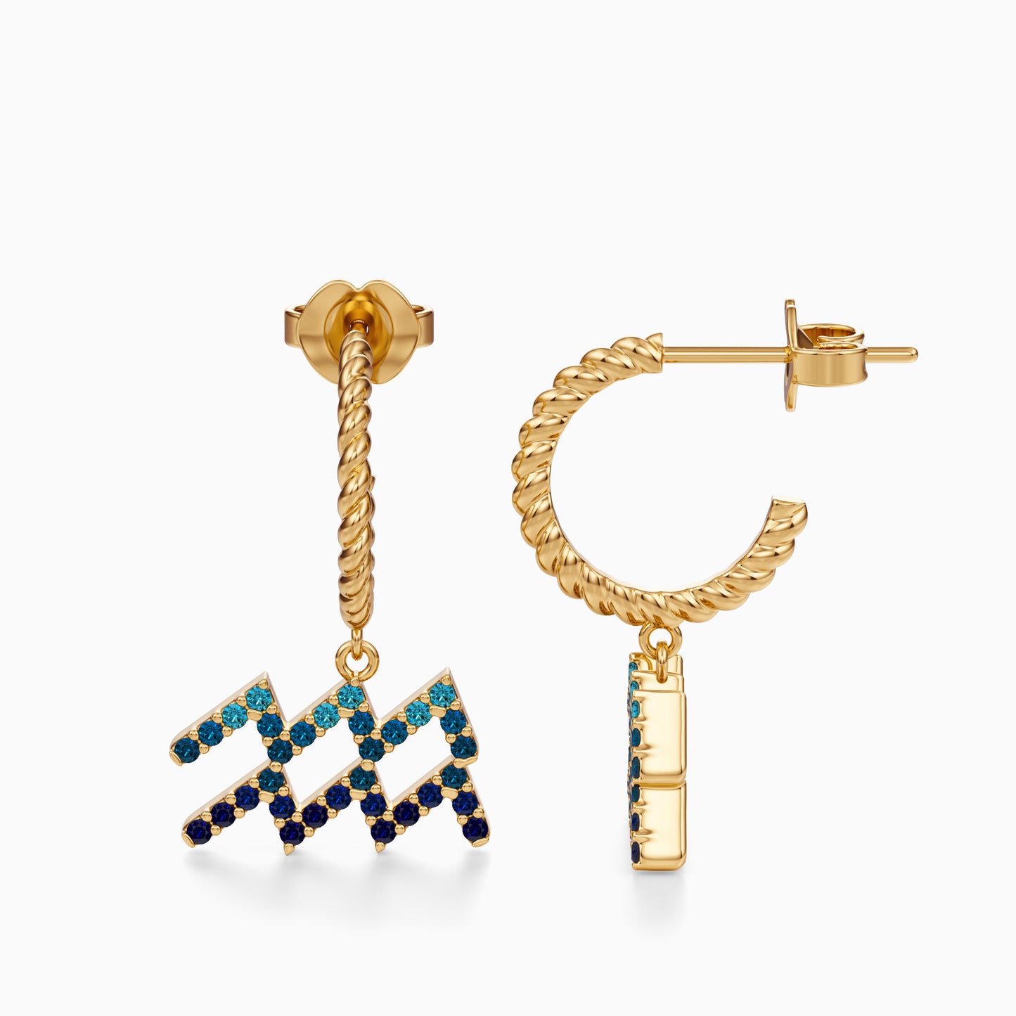 Large Sapphire Aquarius Dangle Earrings
