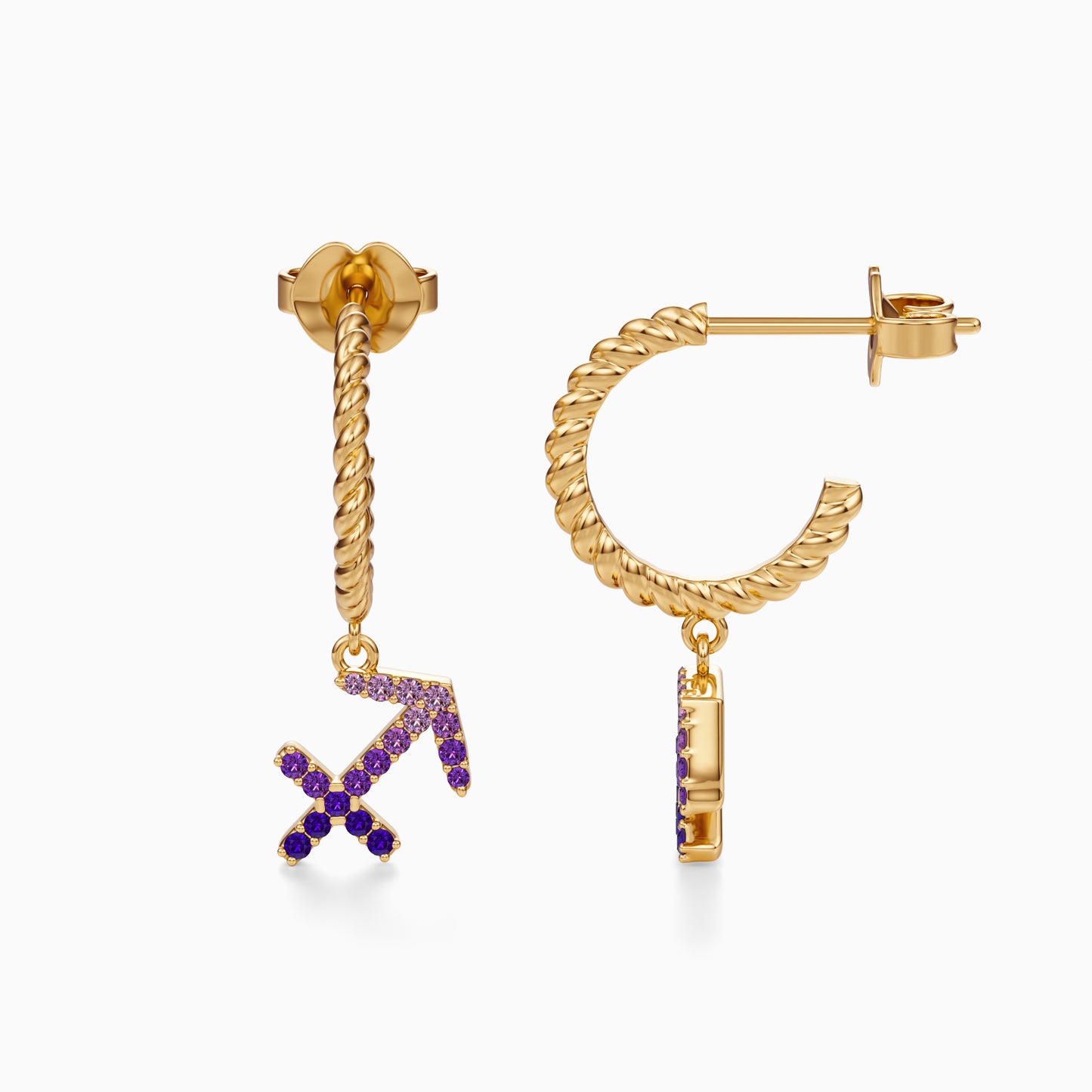 Sapphire Sagittarius Dangle Earrings
