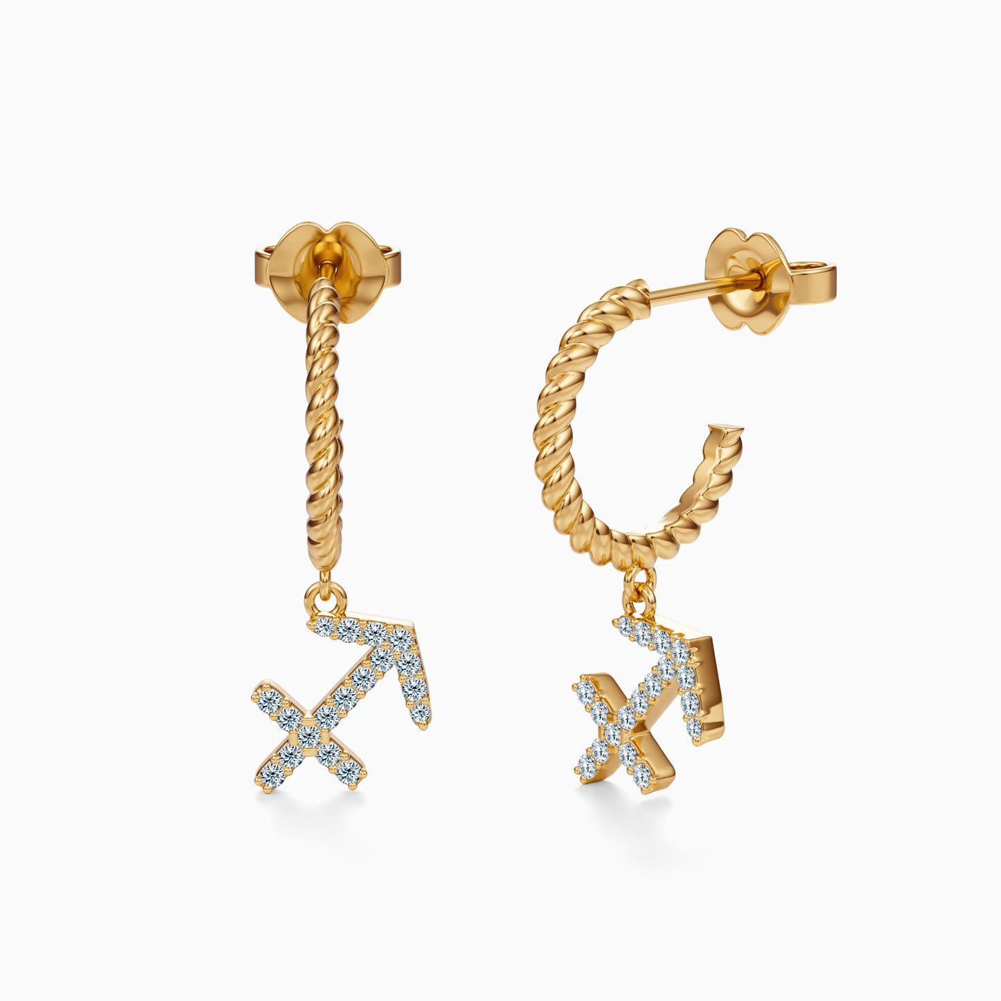 Diamond Sagittarius Dangle Earrings