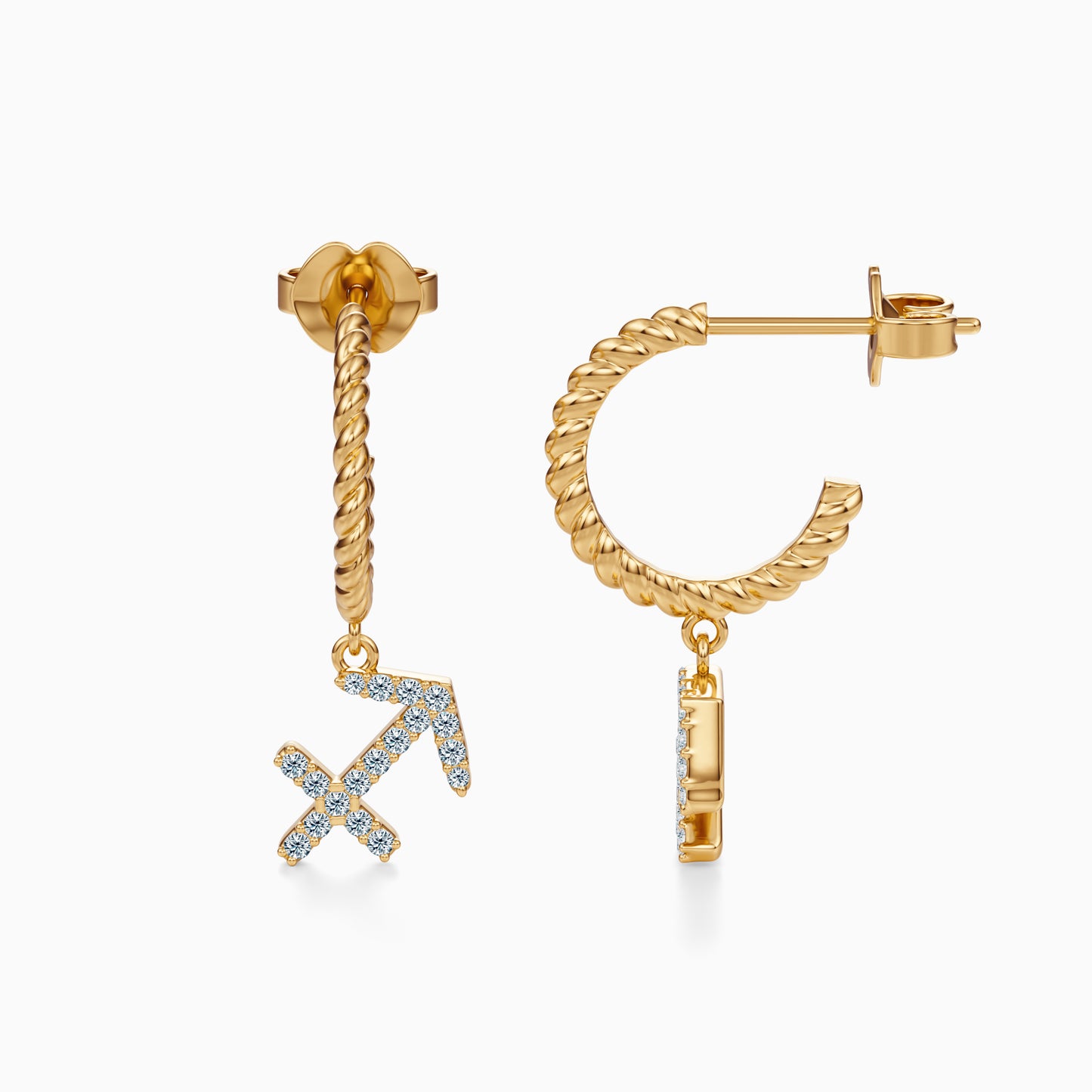 Diamond Sagittarius Dangle Earrings