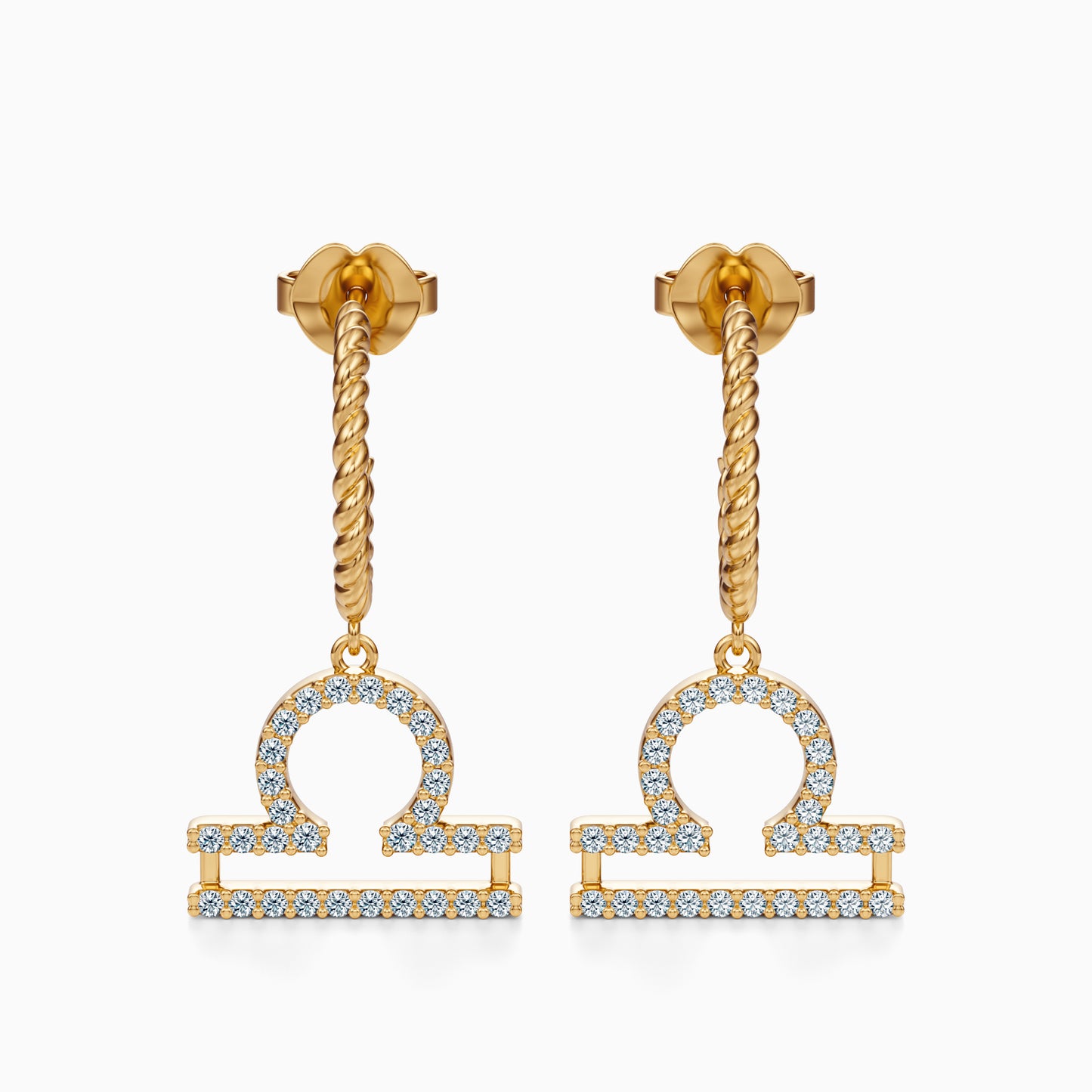 Large Diamond Libra Dangle Earrings