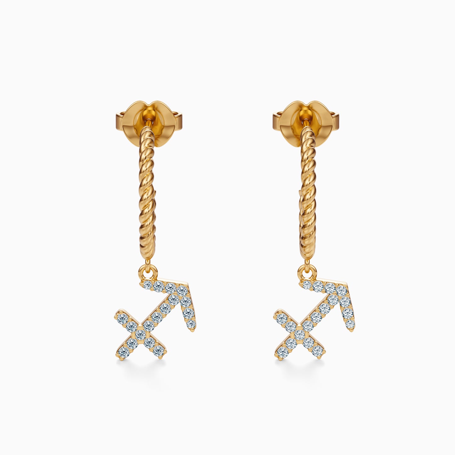 Diamond Sagittarius Dangle Earrings