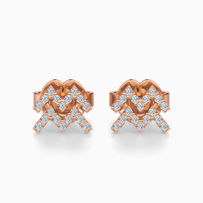 Diamond Aquarius Stud Earrings