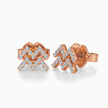 Diamond Aquarius Stud Earrings