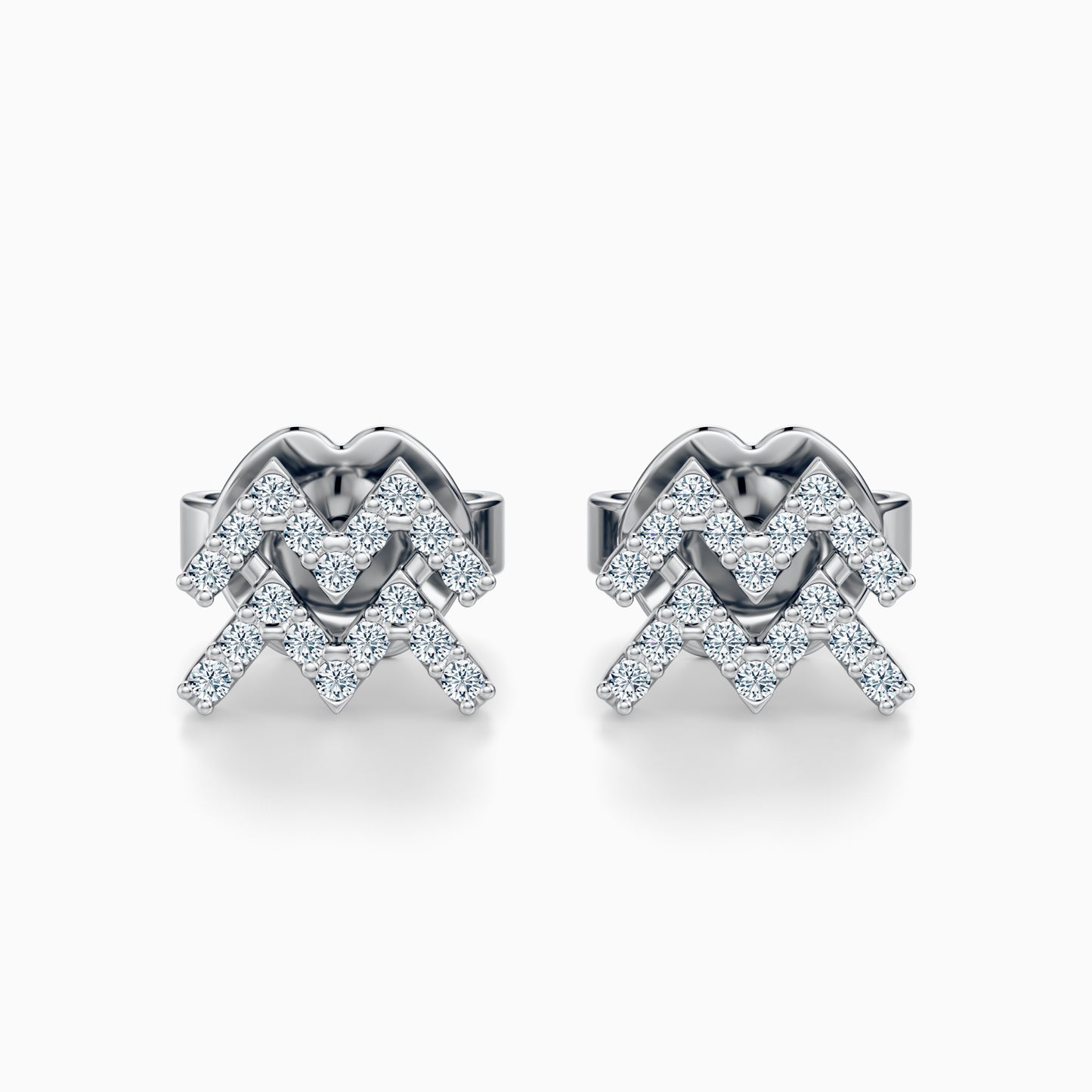 Diamond Aquarius Stud Earrings