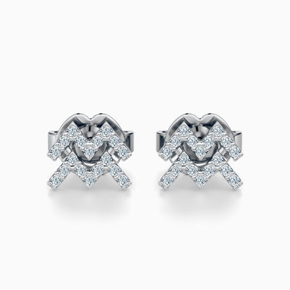 Diamond Aquarius Stud Earrings