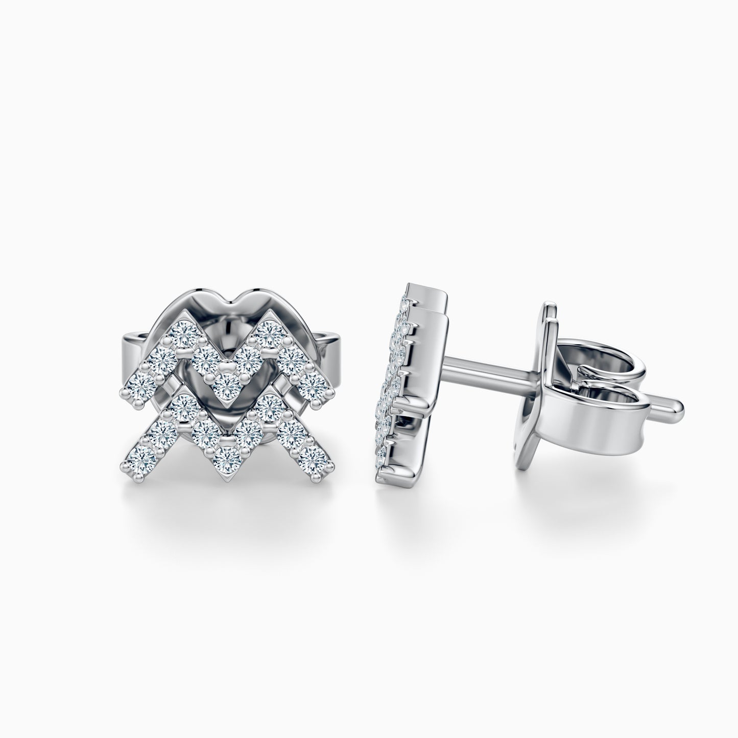 Diamond Aquarius Stud Earrings