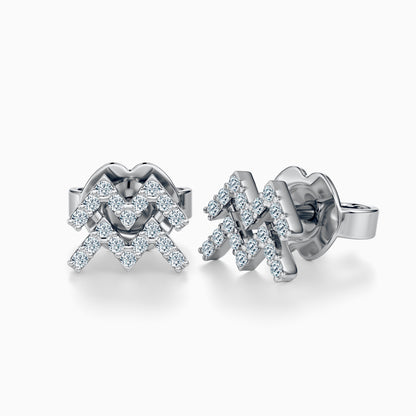 Diamond Aquarius Stud Earrings