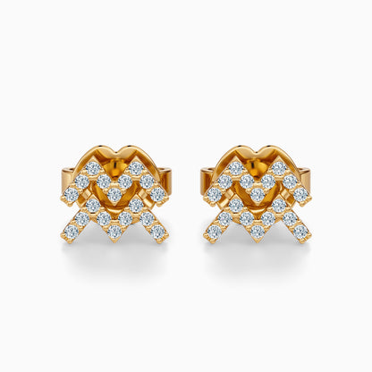 Diamond Aquarius Stud Earrings
