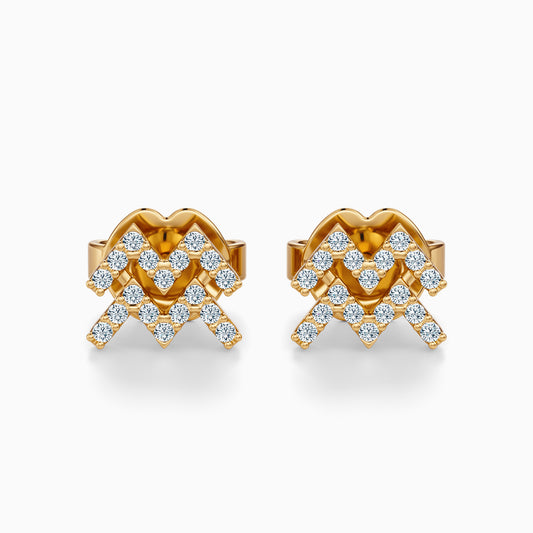 Diamond Aquarius Stud Earrings