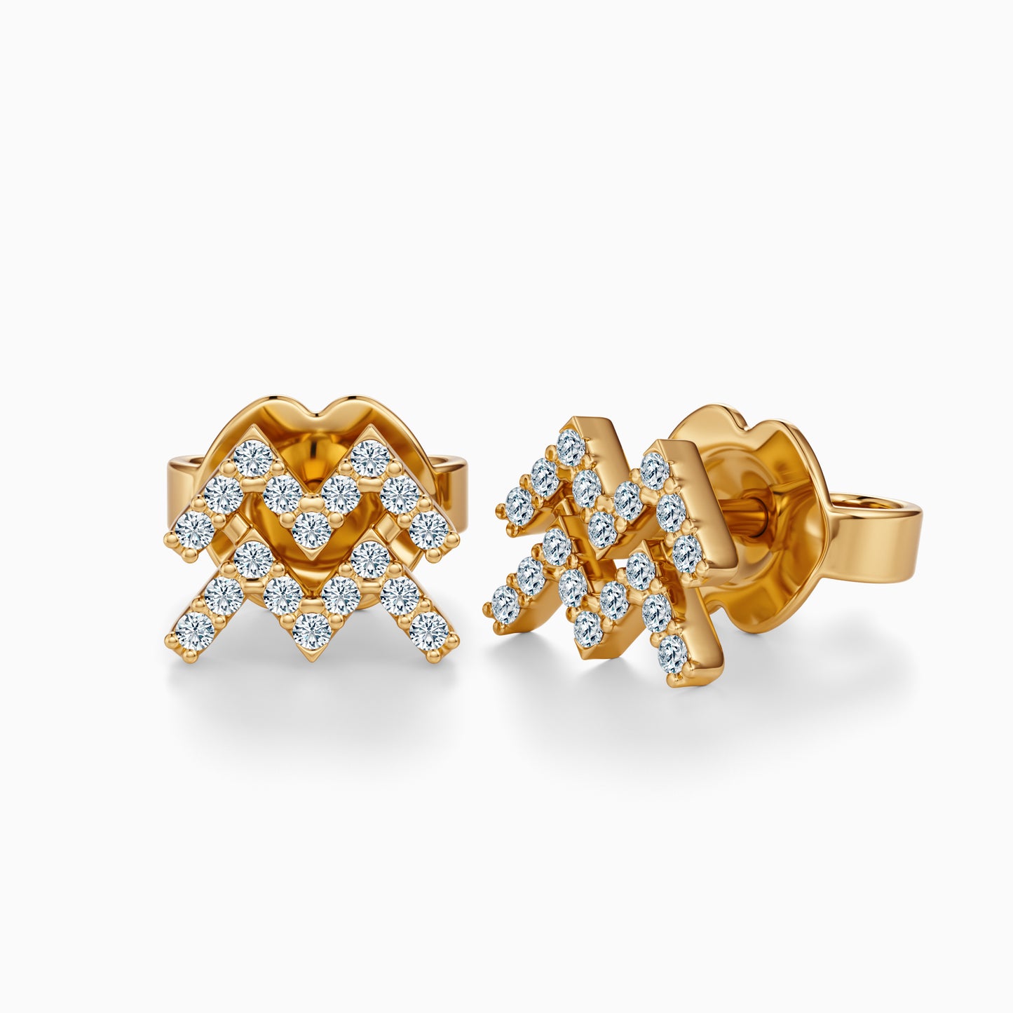 Diamond Aquarius Stud Earrings