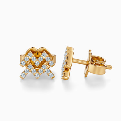 Diamond Aquarius Stud Earrings