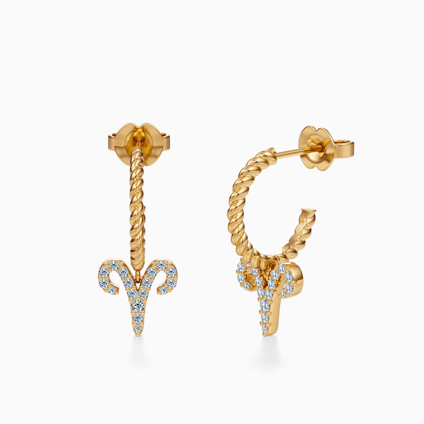 Diamond Aries Dangle Earrings