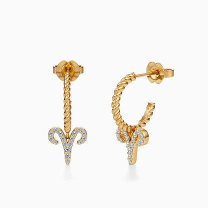 Diamond Aries Dangle Earrings
