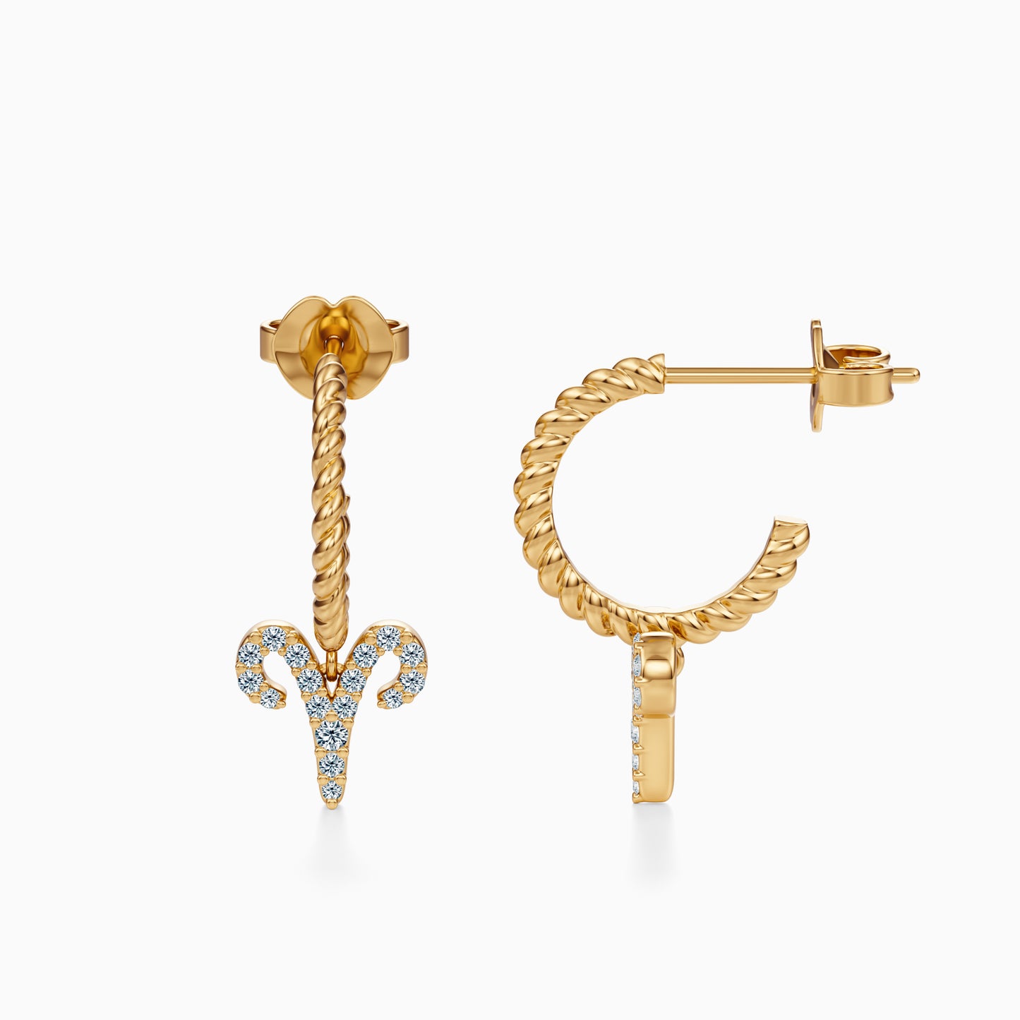 Diamond Aries Dangle Earrings