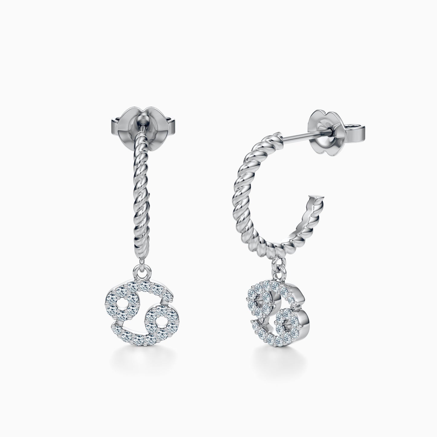 Diamond Cancer Dangle Earrings