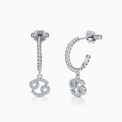 Diamond Cancer Dangle Earrings