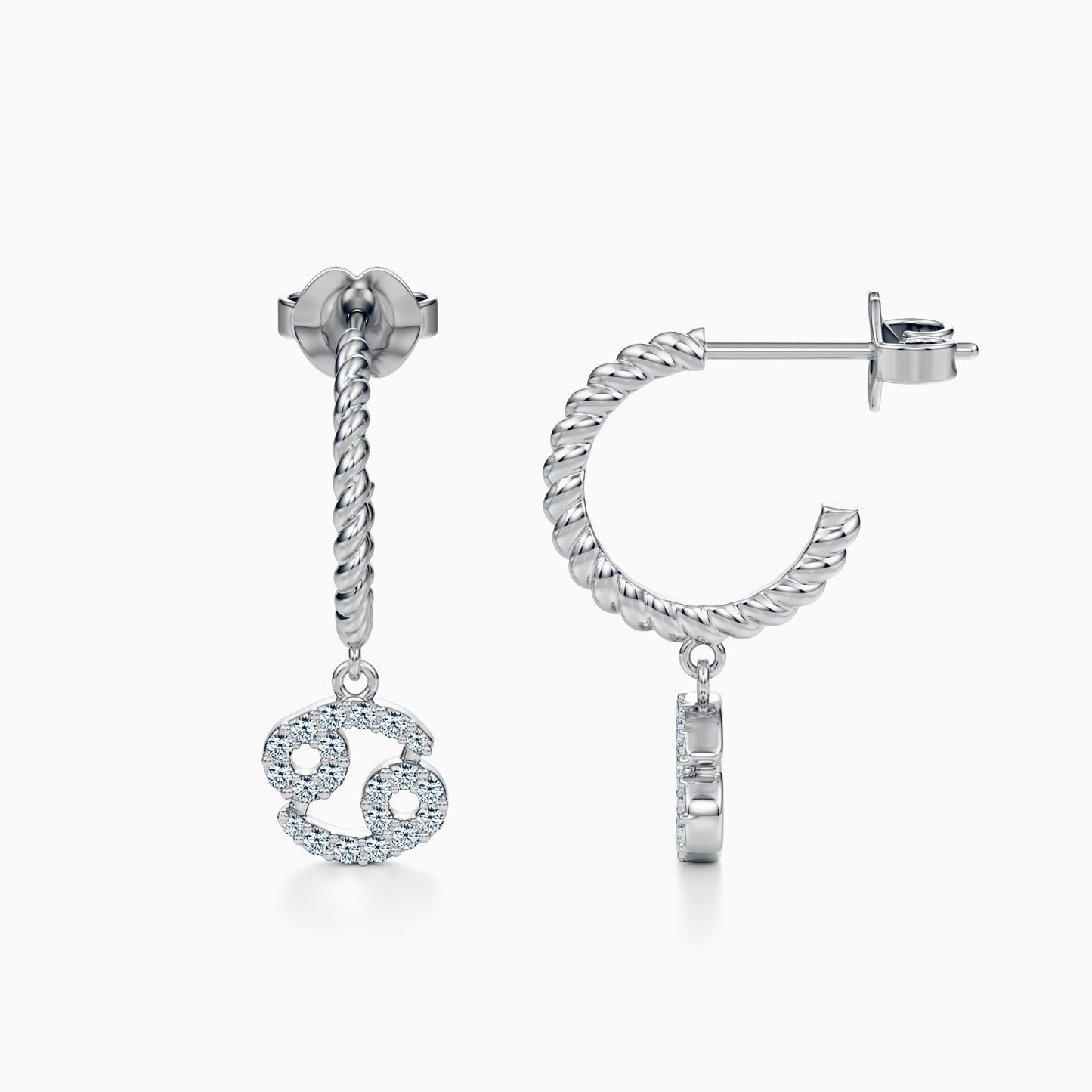 Diamond Cancer Dangle Earrings
