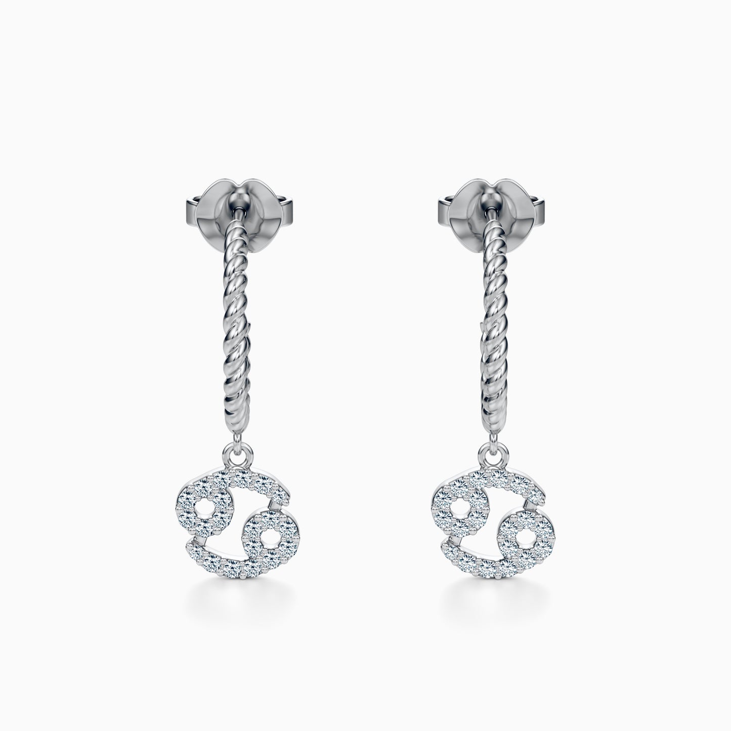 Diamond Cancer Dangle Earrings