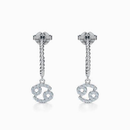 Diamond Cancer Dangle Earrings