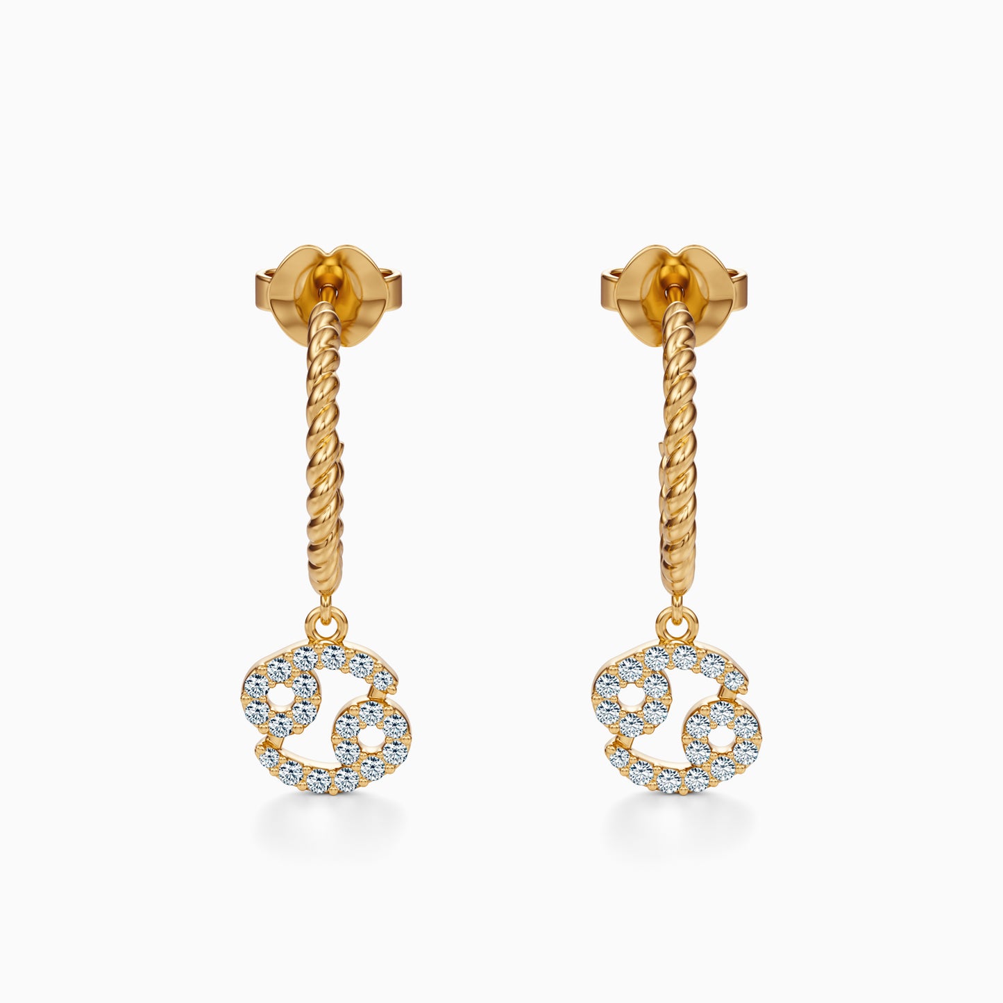 Diamond Cancer Dangle Earrings